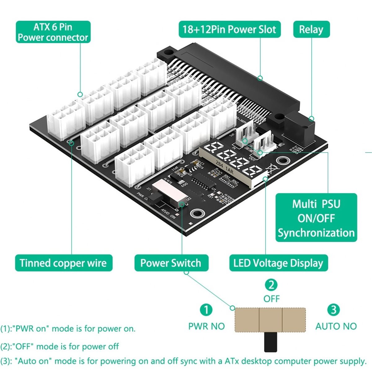 2400W Server Psu Breakout Board - M05K 12 Poorten PCIe 6Pin Connector