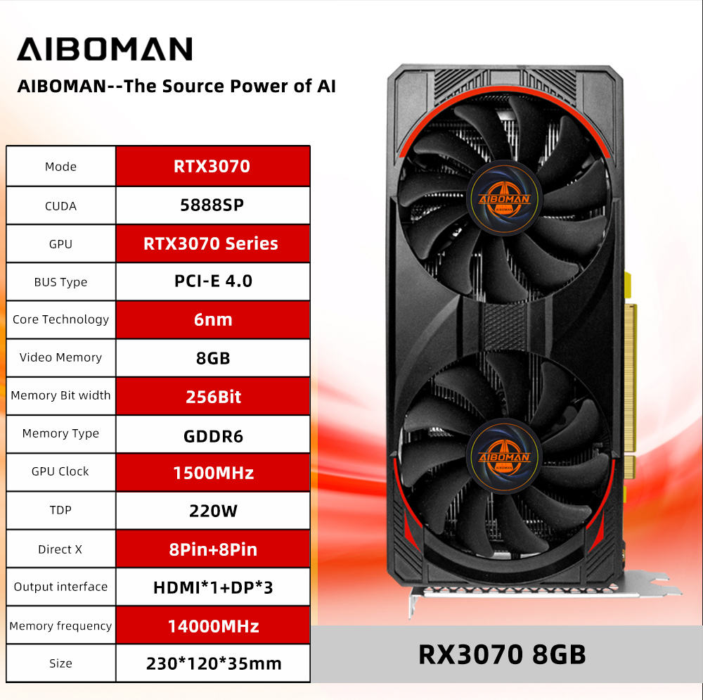 AIBOMAN Computer Grafische Kaa - Rtx 3070 8Gb Graphics Card recensie en prijs