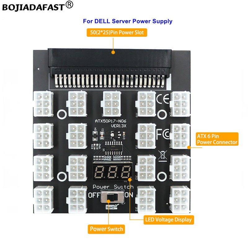 17 Poorten PCIe 6Pin Connector - 2400W Server Psu Breakout Board recensie en prijs